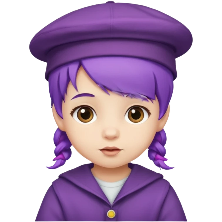 purple haired little baby with hat emoji
