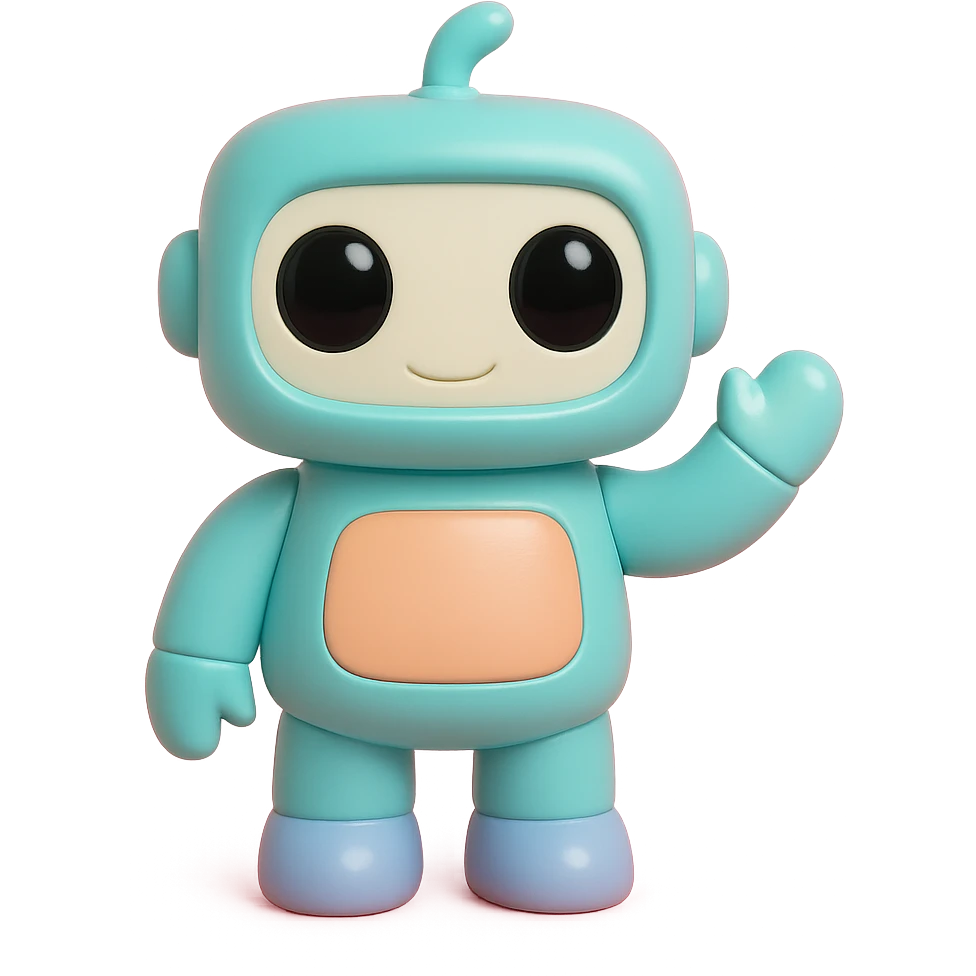 robot with big eyes, friendly pose emoji