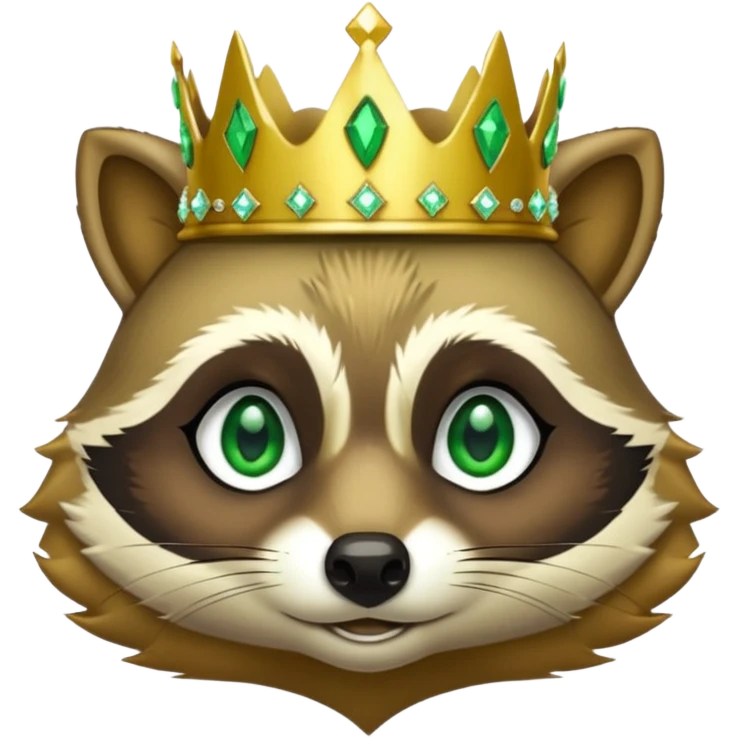 Bright green Racoon with jewelled gold crown emoji