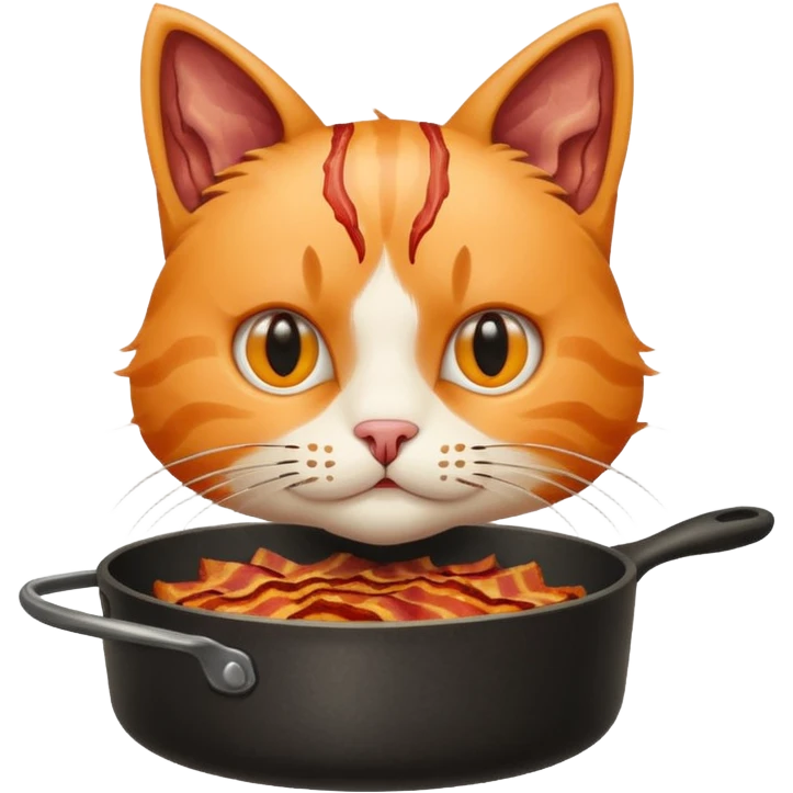 simple cat with a pan of bacon emoji