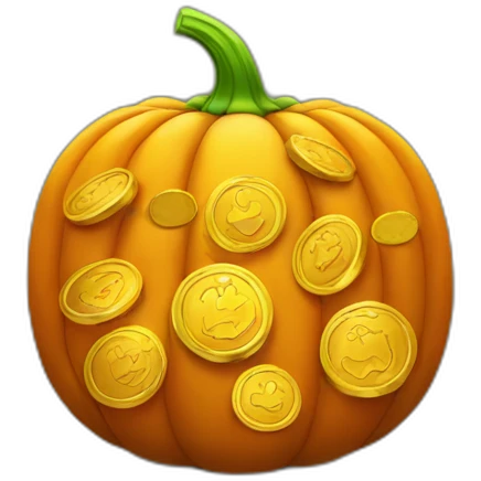 pumpkin filled with golden coins emoji