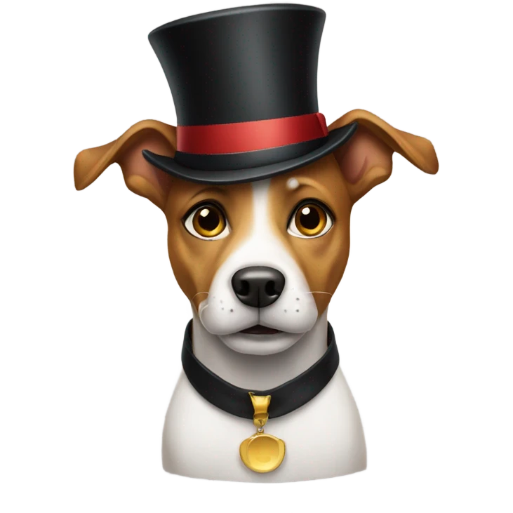 Dog wearing a top hat emoji