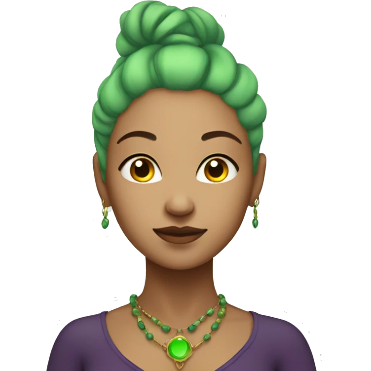  7 chakra symbol woman with light skin and green hair  emoji