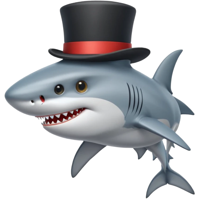 Shark with a top hat emoji