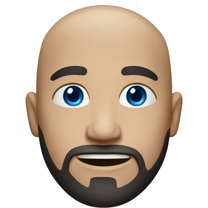 bald white guy with blue eyes and stubble. black clothes emoji