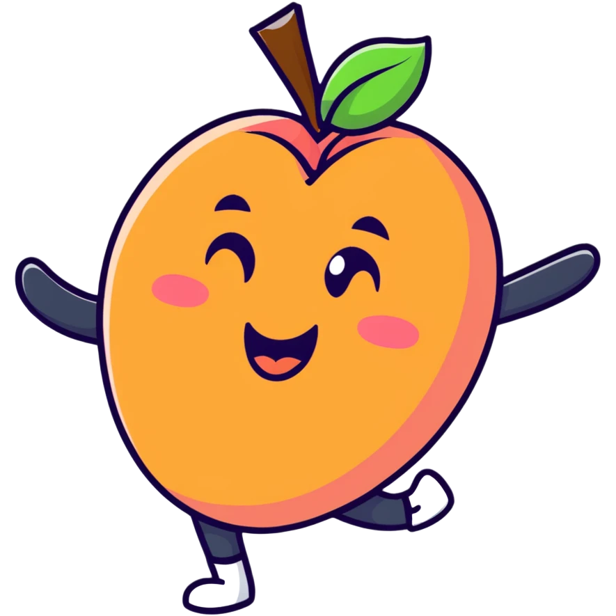 happy peach fruit character dancing emoji