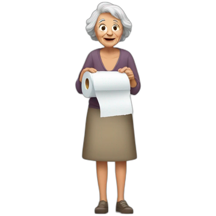 Old grunpy lady with toilet paper emoji