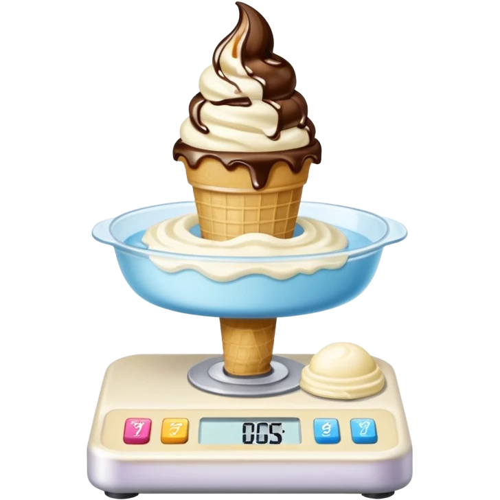 Scale weighing a half oz of ice cream emoji