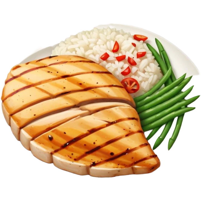 Grilled Breast and rice in a plate emoji