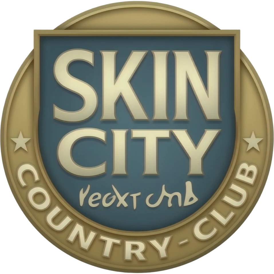 Shoemaker crest in the middle says skin city country club emoji