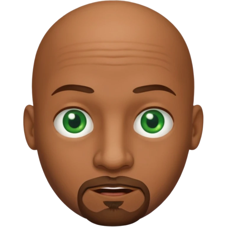bald man's face, with brown goatee and green eyes, oval face, rounded, big emoji