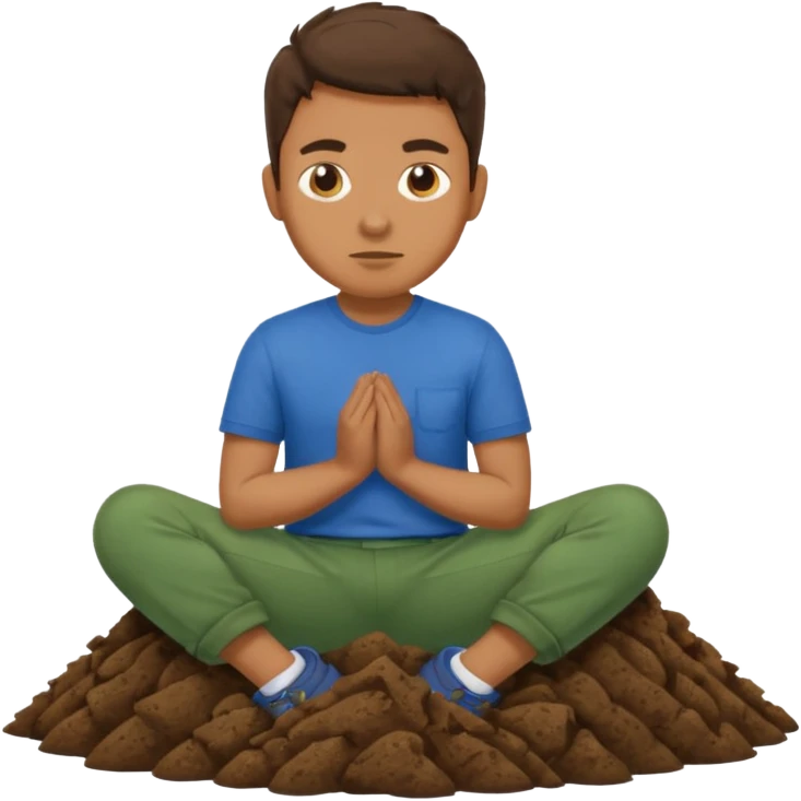 Me sitting on poop with a blue shirt and green pants on emoji