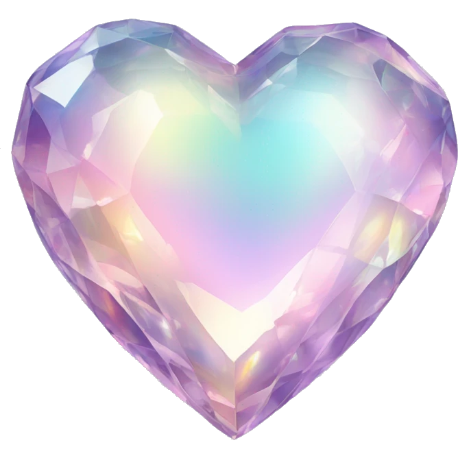 Sparkly glossy Pastel iridescent glass crystal glass heart emoji