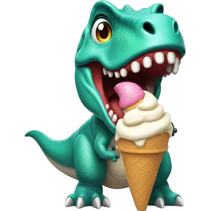 T-Rex crying eating ice cream emoji
