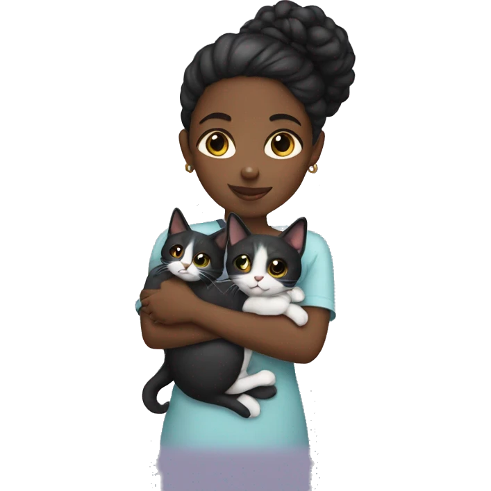 Black girl holding cats emoji