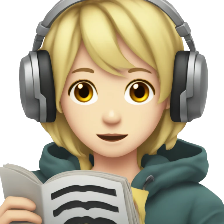 anime fan listening to radio emoji
