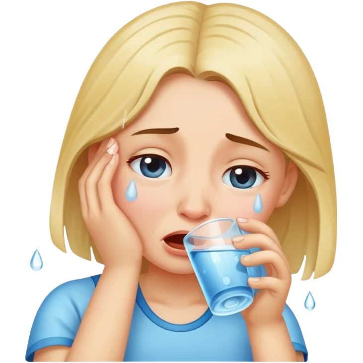 Girl crying and drinking water  emoji
