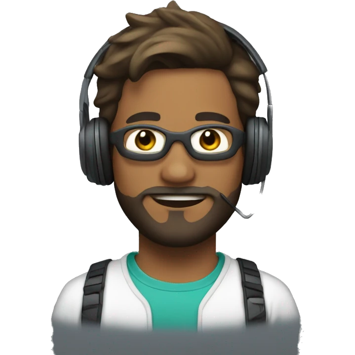 28 year old boy with beard and wearing a goggle and a headphone emoji