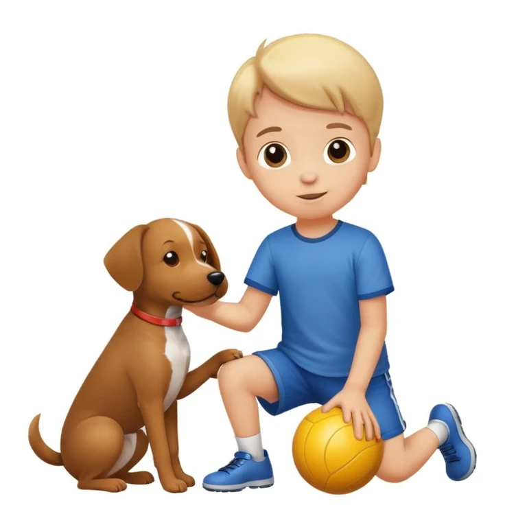 kid and dog playing with ball emoji