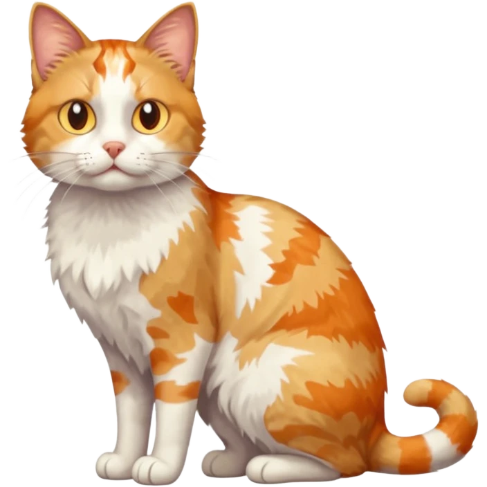 full body anxious looking colourful patchy light calico tabby cat emoji