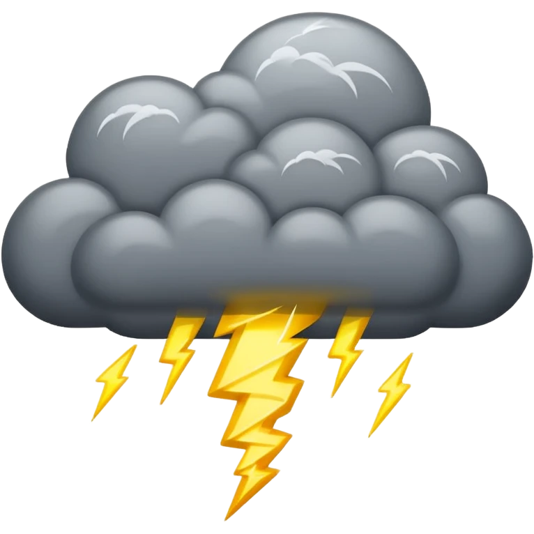 A thick thundercloud flashing with bright lightning emoji