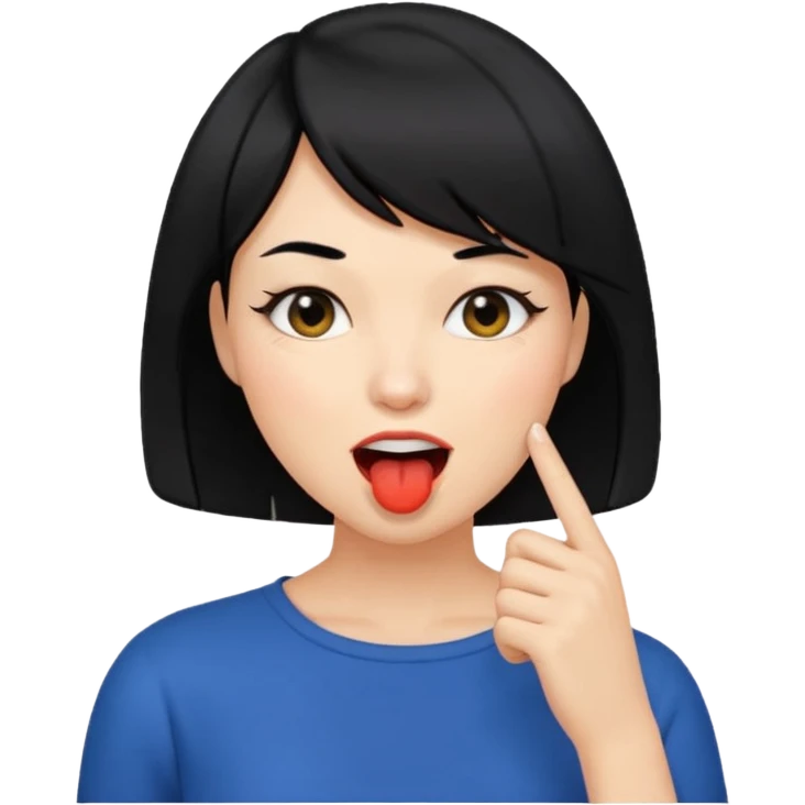 Chicas con pelo negro y corte bob haciendo que se muerde uno de sus dedos de manera picara emoji