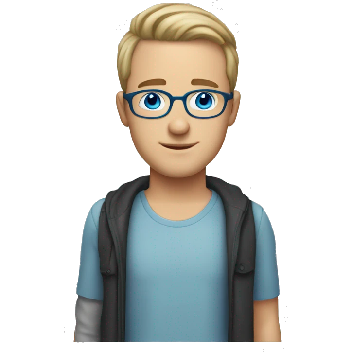 white boy with receding hairline with blue eyes and glasses and stubble beard emoji
