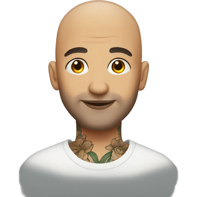 Bald man wearing tattoos  emoji