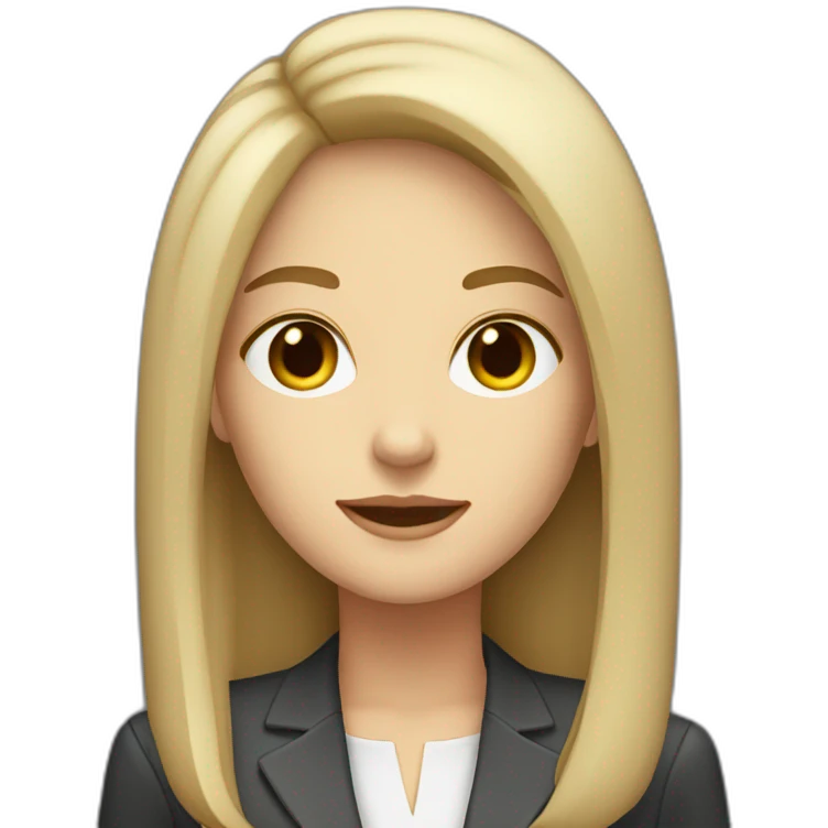 Dark Brown straight long hair white woman wearing suit emoji