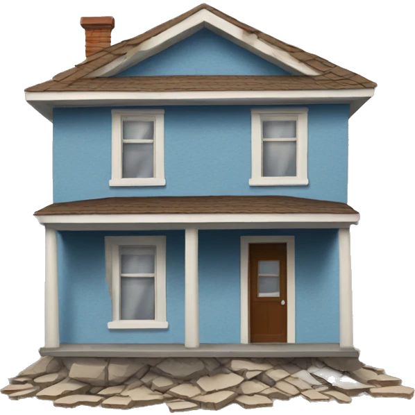 cracking house like an earthquake emoji