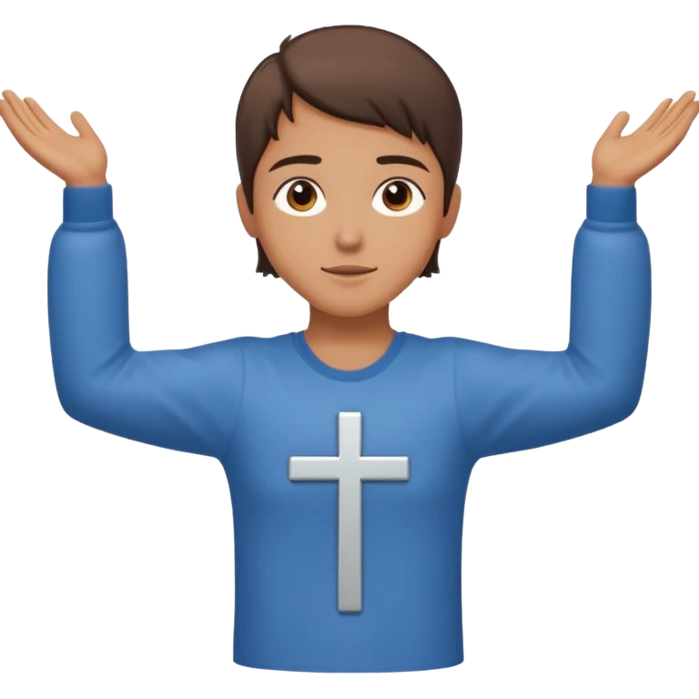 Una persona con los vrazos estirados hacia ambos lados vestido y en forma de cruz emoji