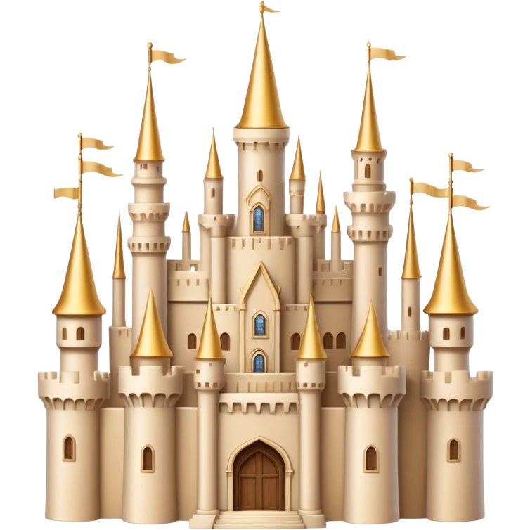 Beige Fantasy castle with golden spires and cream colored walls emoji