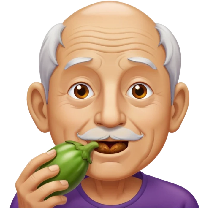 Old man eating a egg plant  emoji