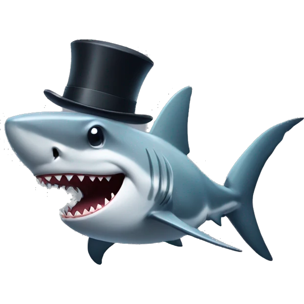 shark with tophat emoji