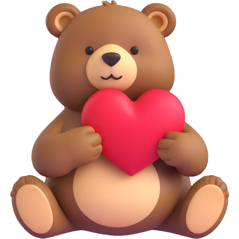 loving bear holding a heart radiating affection emoji
