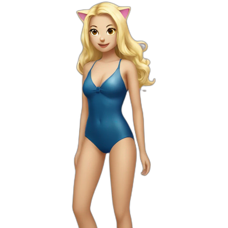 hot catgirl blonde swim suit emoji