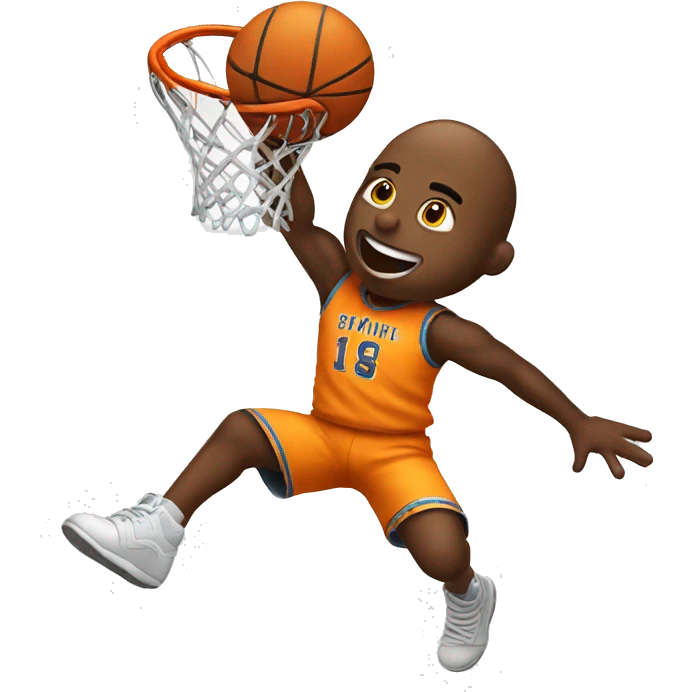 small man jumping dunking basketball emoji