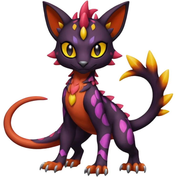 Spooky Colorful Scaley Shiny Liepard-Noivern-Litten-Sprigatito-Pokémon-fusion-creature (full body) emoji