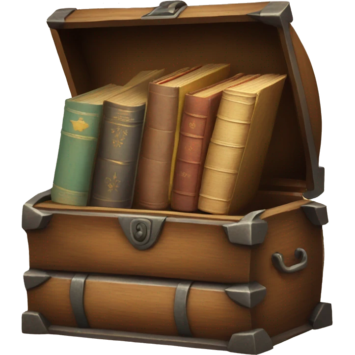 open vintage chest with old books inside  emoji