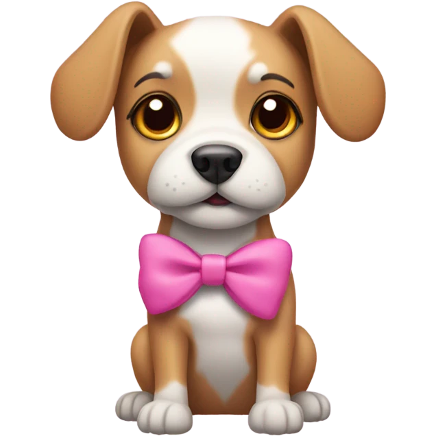Dog wearing a pink headband with bow emoji
