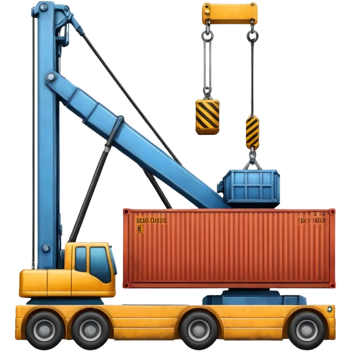 Container being lifted by a large machine. emoji