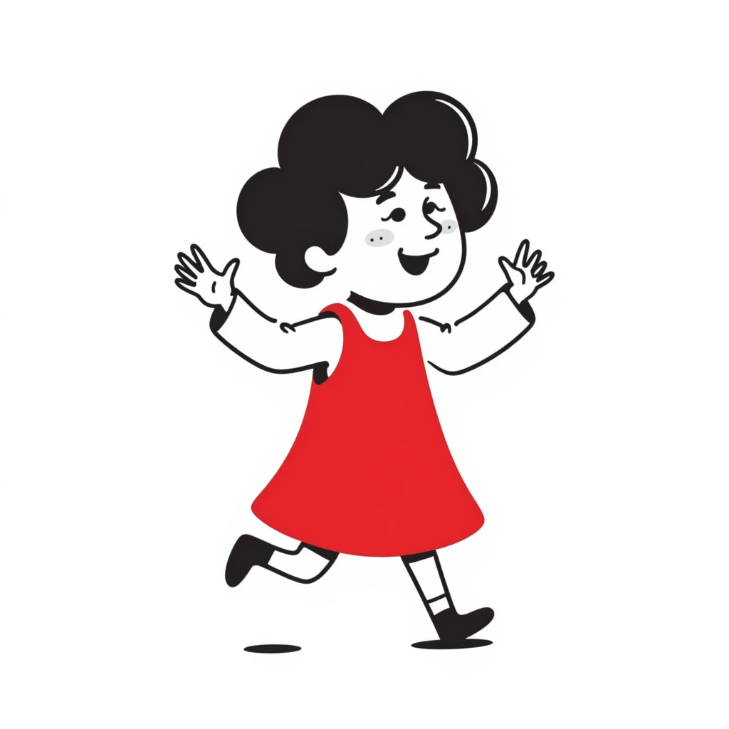 hand-drawn little child wearing a red dress emoji
