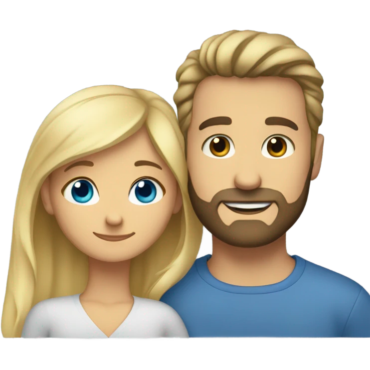 A girl with brown eyes hugs a bearded blue-eyed man with blond hair emoji
