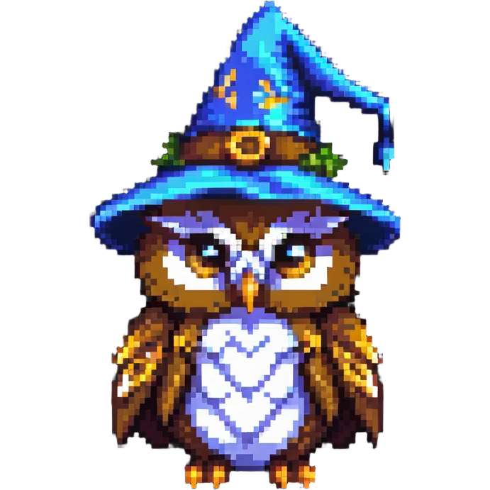 Owl with a wizard hat emoji