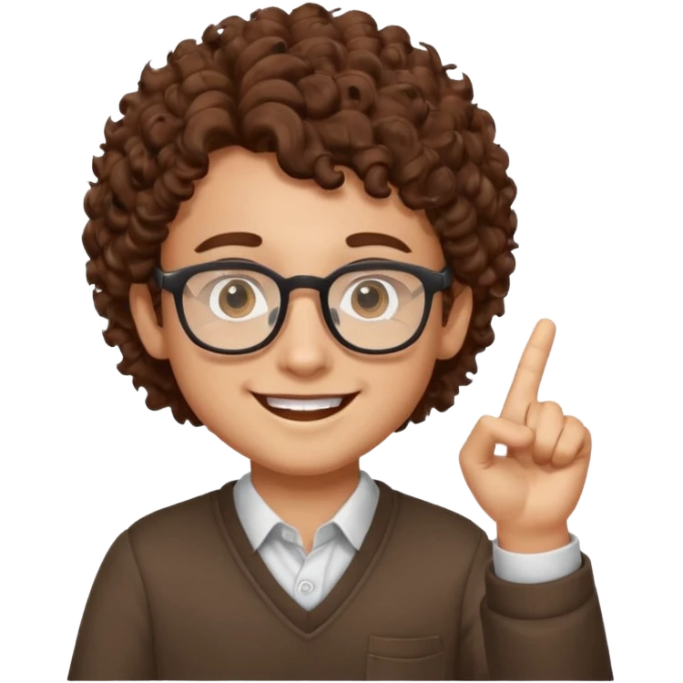 băiat cu ochelari și păr cârlionțat șaten aprobând emoji