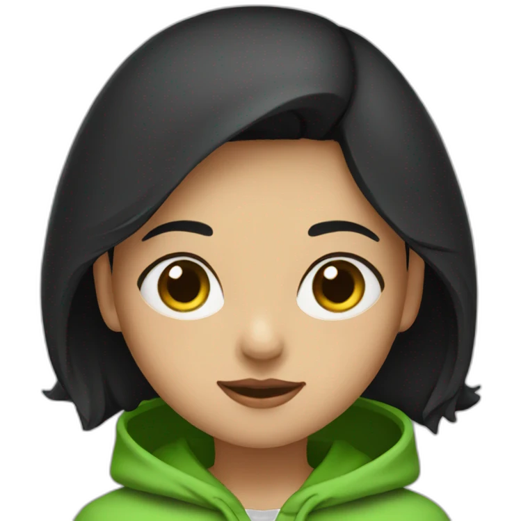 Girl-with-black-short-black-hair-and-green-hoodie emoji