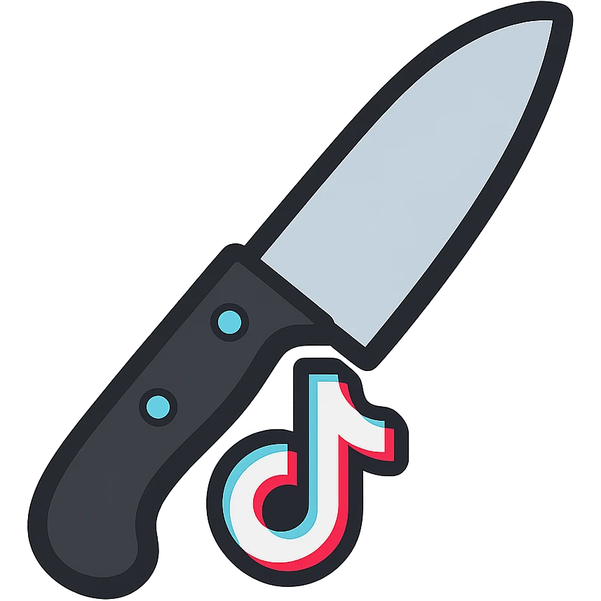 flat toon style TikTok knife, reversed direction emoji