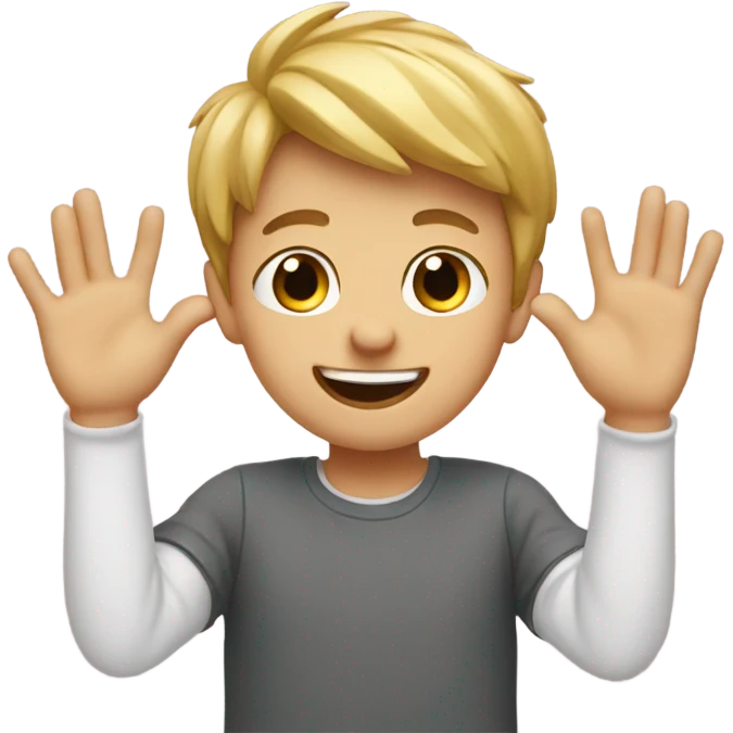 happy boy with heart hands emoji