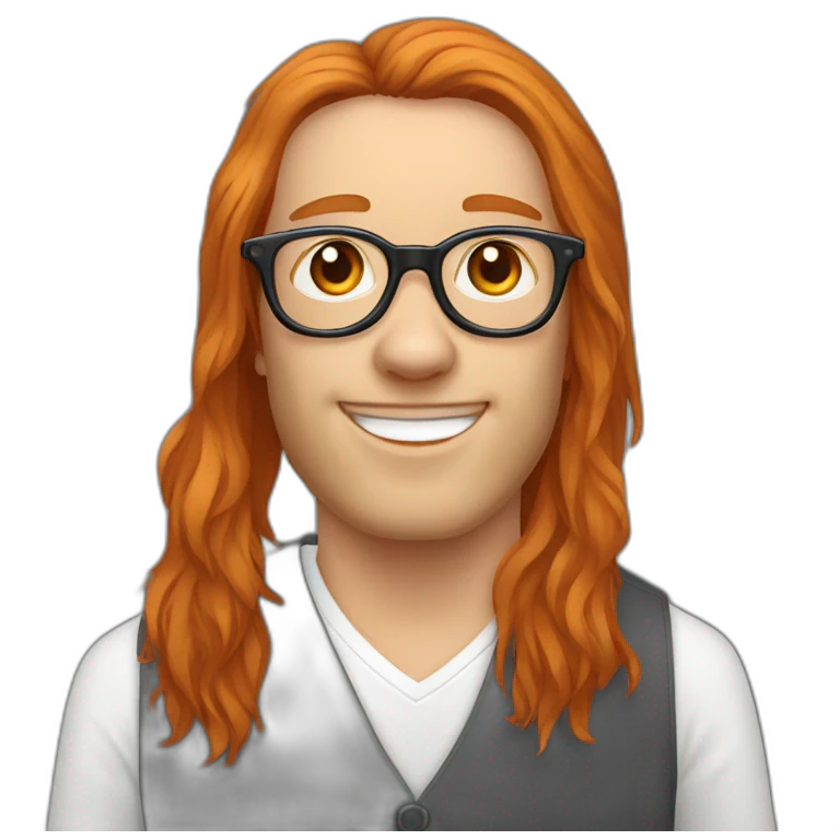 Springer spaniel with owner man and girl orange hair with glasses emoji