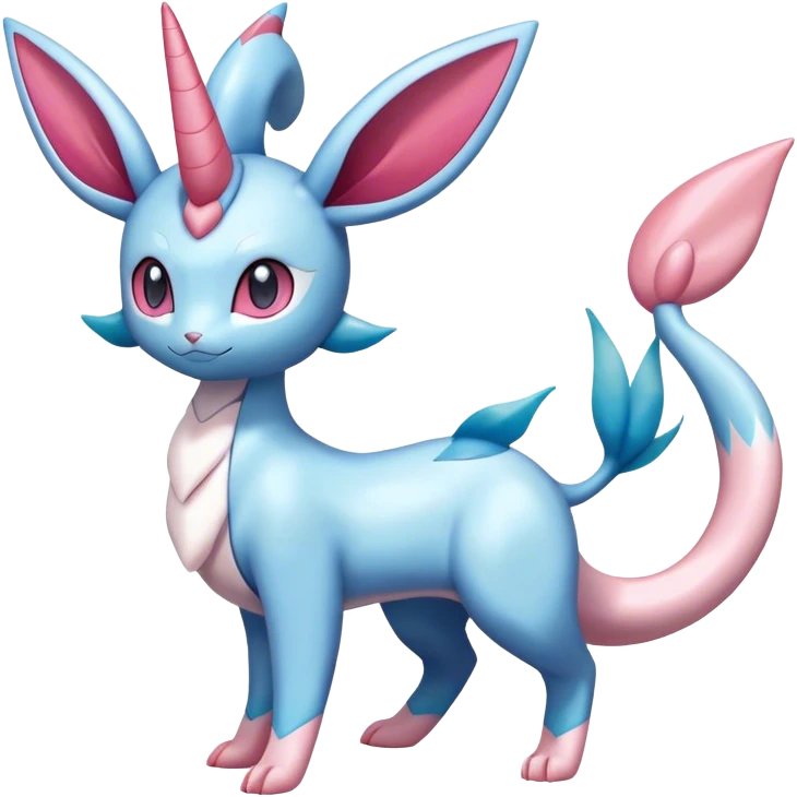 Shiny Cute Milotic-Sylveon-Glaceon-Vaporeon-Dragonair-Pokémon-hybrid-fusion full body emoji
